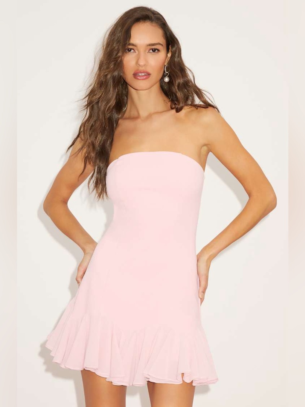 Lulu's Soft Pink dress with flirty ruffled hem